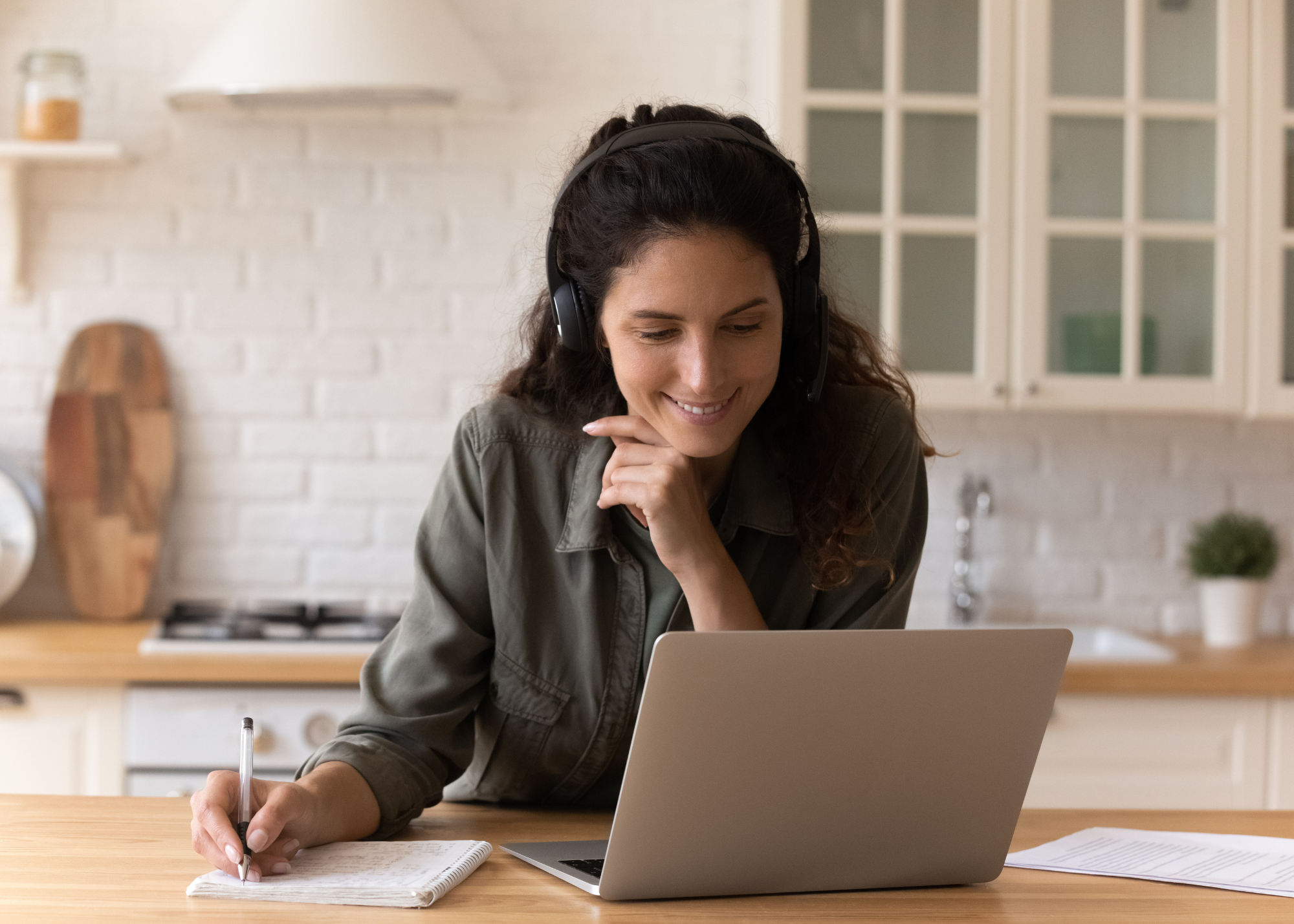 Woman watching a webinar