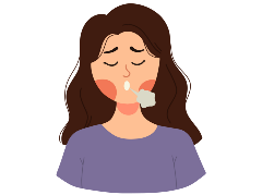 Person breathing out